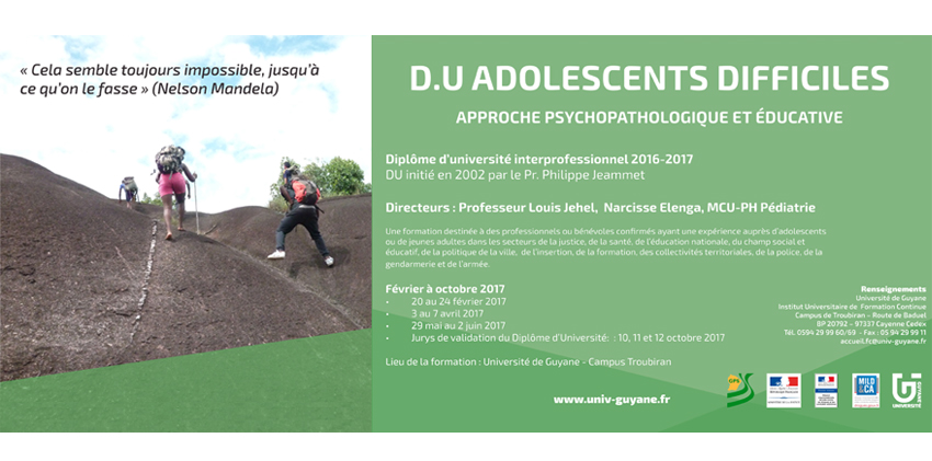 D.U. « Adolescents difficiles » à l’université de Guyane
