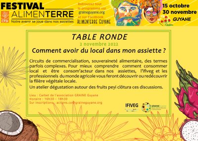 Festival ALIMENTERRE Guyane : Comment avoir du local dans mon assiette ?