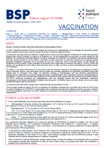 Vaccination en Guyane. Bulletin de santé publique. Avril 2023